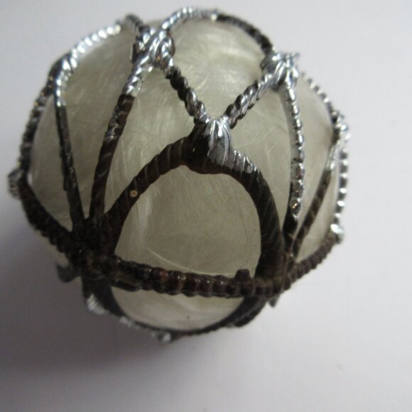 7 Bradford Cage Christmas Ornaments Spun Angel Hair Teardrop & 6 Round *READ* - Picture 14 of 15